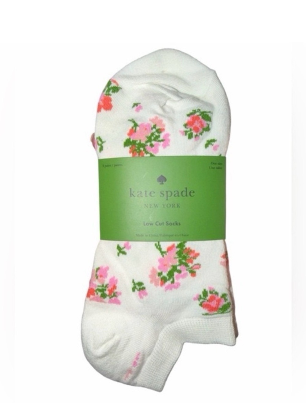 NEW kate spade Floral and solid Low-Cut Socks 3 pack novelty ankle socks